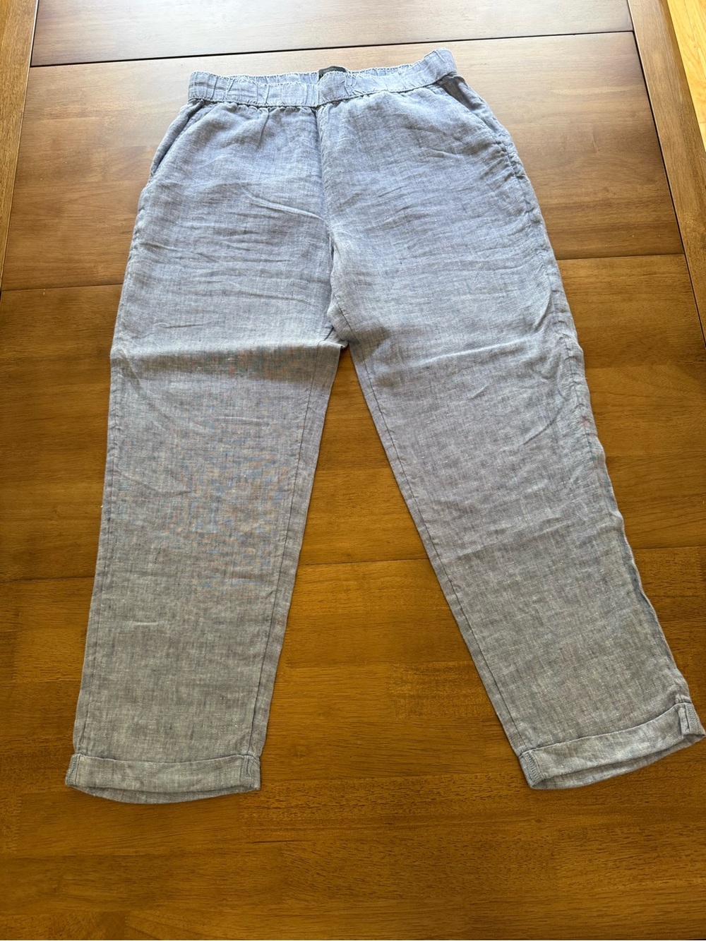 RACHEL Rachel Roy 100% Linen Blue Pull On Pants Women’s Medium Cropped Casual